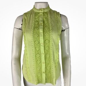 By Anthropologie Sz XS 100% Cotton Embroidered Boho Travel Lightweight Top